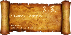 Kubanek Beatrix névjegykártya